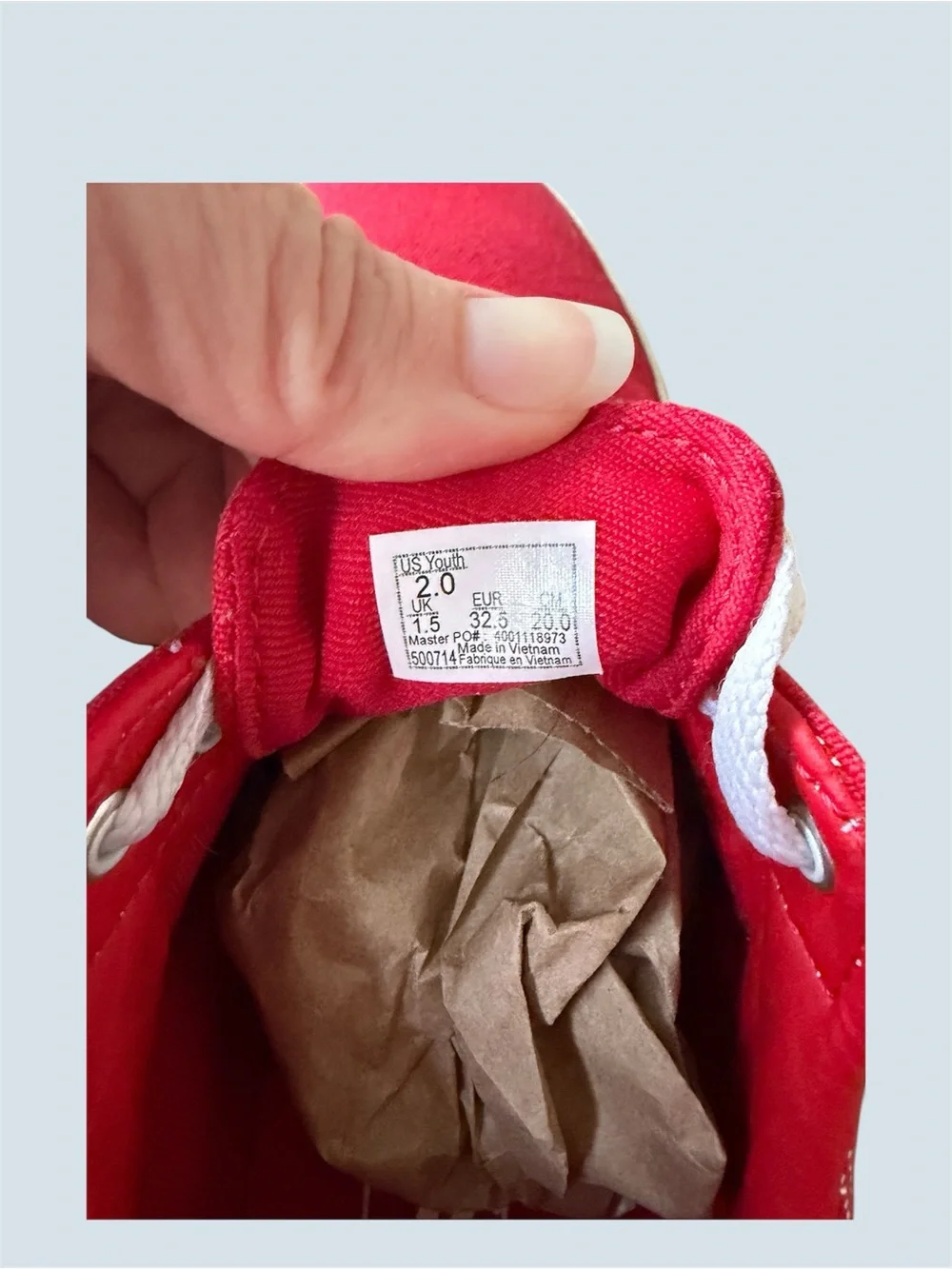 Vans kids red white check size 2